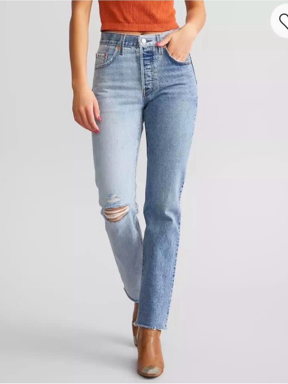 Levi's Two-Tone Light & Medium Blue Straight-Leg Jeans